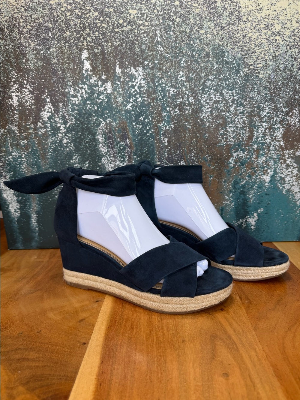 Splendid Coastal Chic Boho 2010’s Blue Suede‎ Espadrille Wedge Sandals (VGUC)